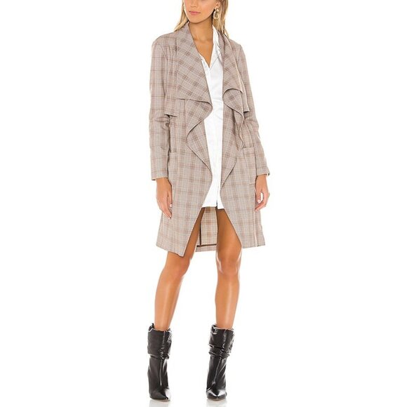 cupcakes & cashmere Jackets & Blazers - cupcakes and cashmere Plaid Drape Front Trench Coat XS